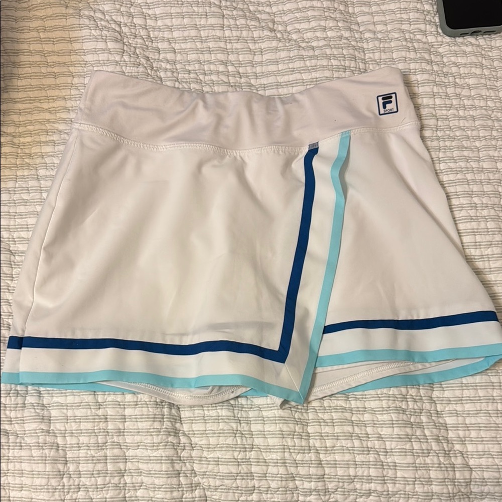 Fila White Tennis Skirt with Blue Trim